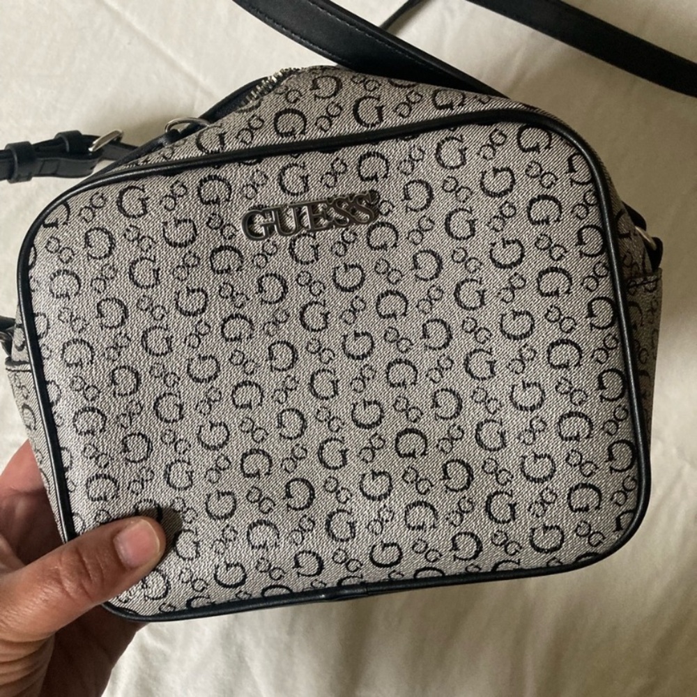 Guess Beige and Black Signature Crossbody Bag